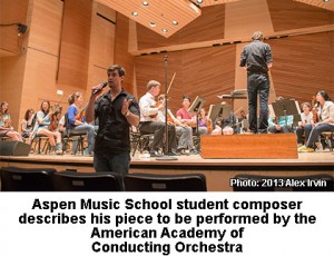 Student Composer describes his piece at Aspen Music School 2013
